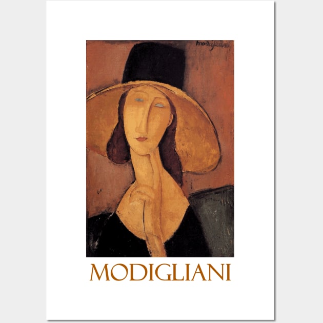 Portrait of  Jeanne Hebuterne in a Large Hat by Amedeo Modigliani Wall Art by Naves